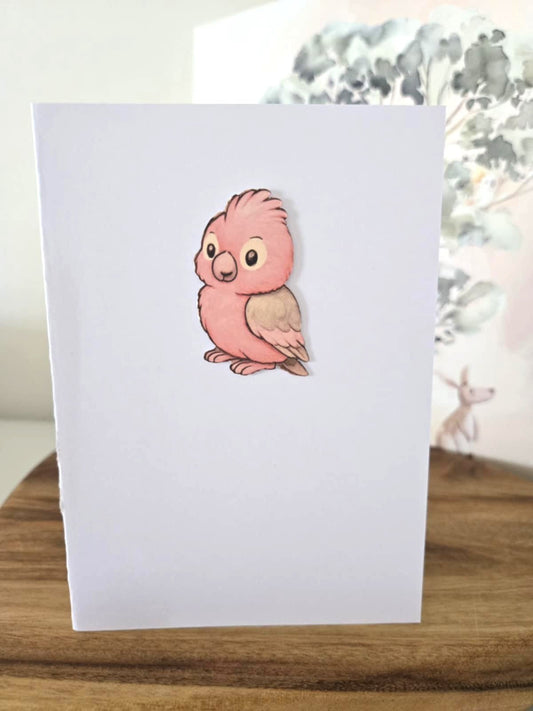 Cute Galah Greeting Card with Matching Mini Sticker - Greeting Cards - aunt uncle gift - aussie animal - australian made