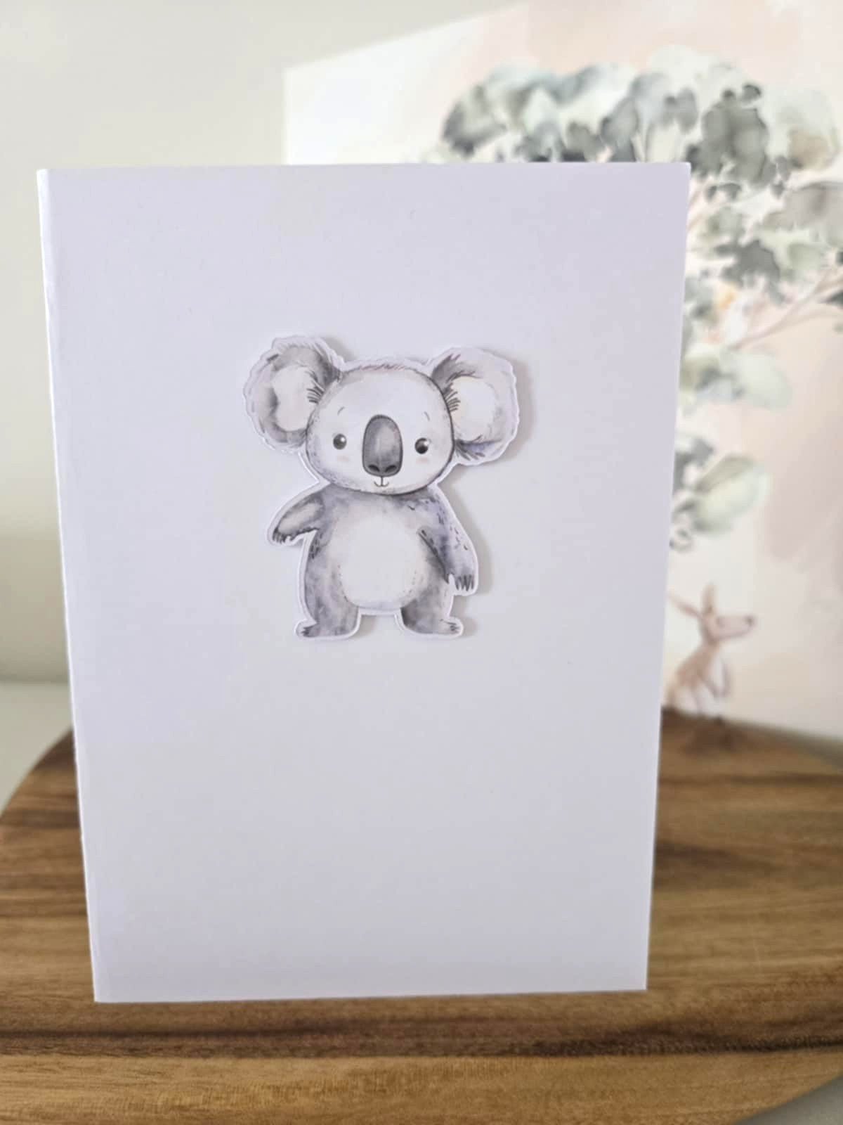 Cute Koala Greeting Card with Matching Mini Sticker - Greeting Cards - 3d greeting card - aussie animal card - hand made