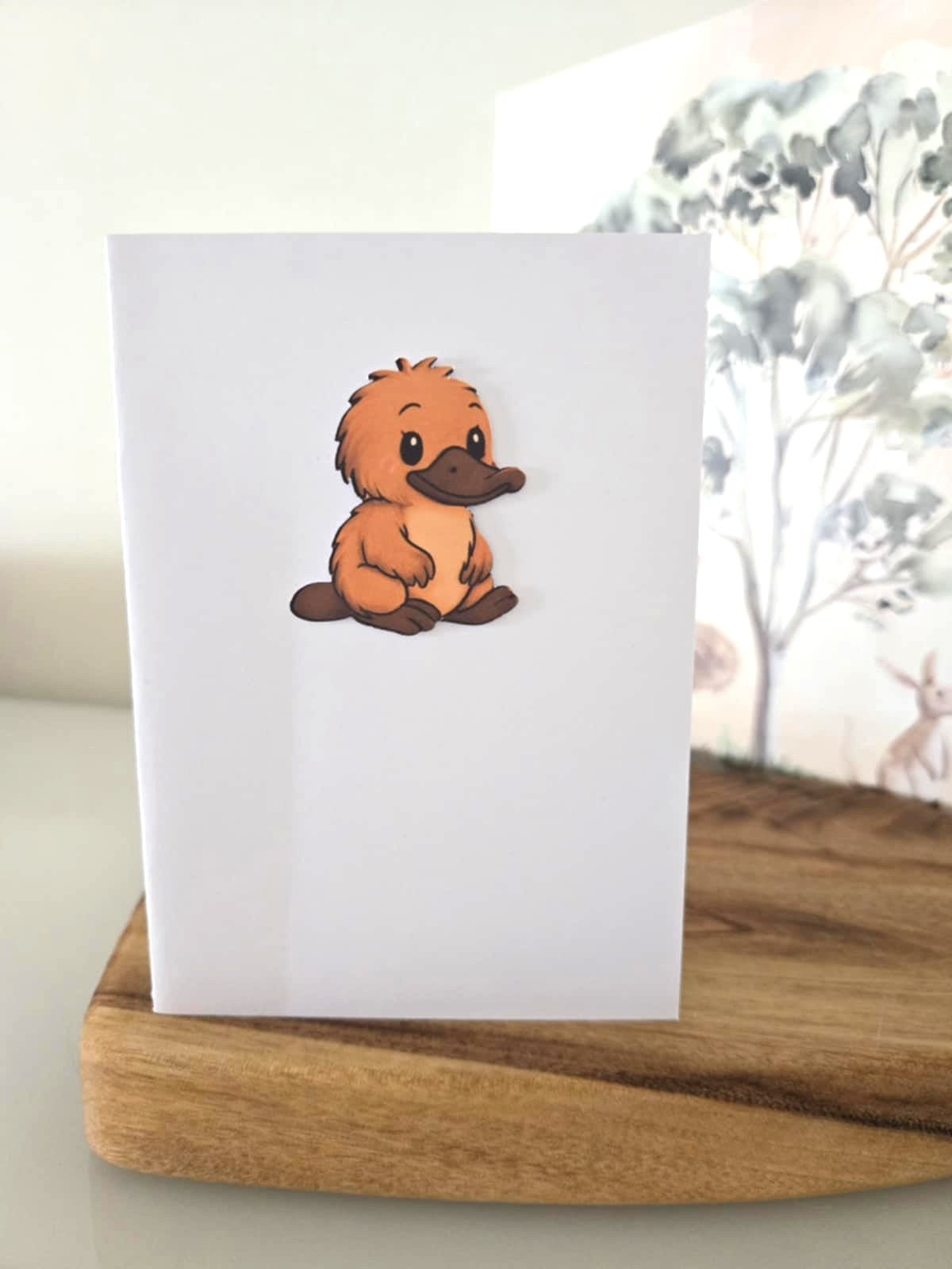 Cute Platypus Greeting Card with Matching Mini Sticker - Greeting Cards - aunt uncle gift - aussie animal - australian made