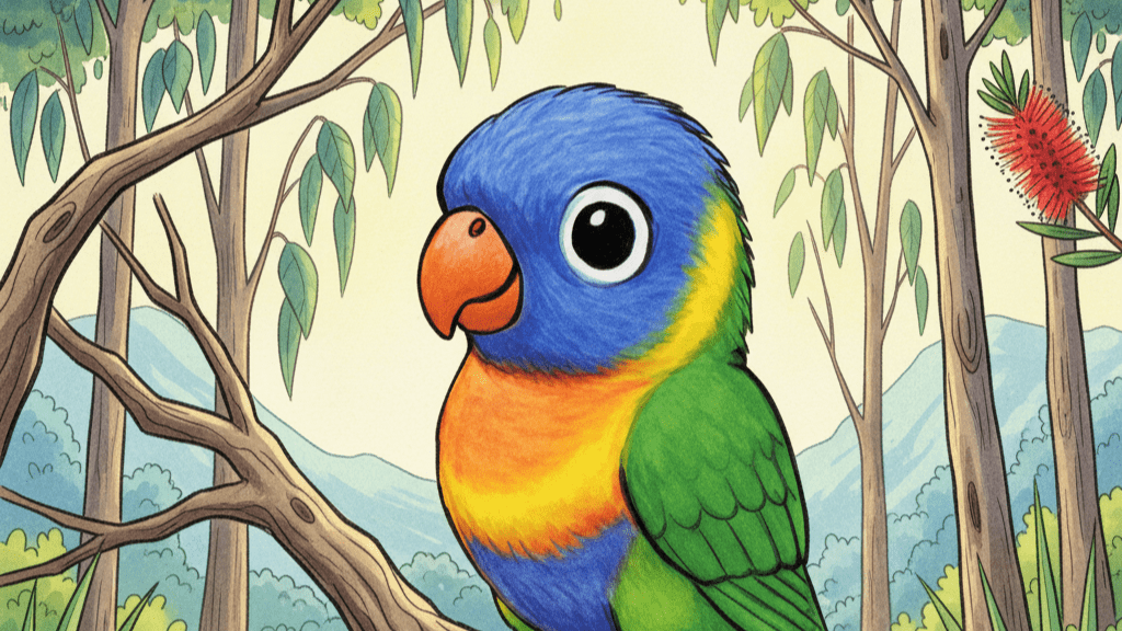 Meet Lenny the Lorikeet - always Noisy! - Designs for Aussie Babys