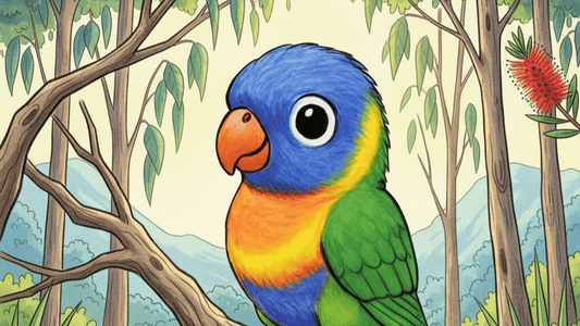 Meet Lenny the Lorikeet - always Noisy! - Designs for Aussie Babys