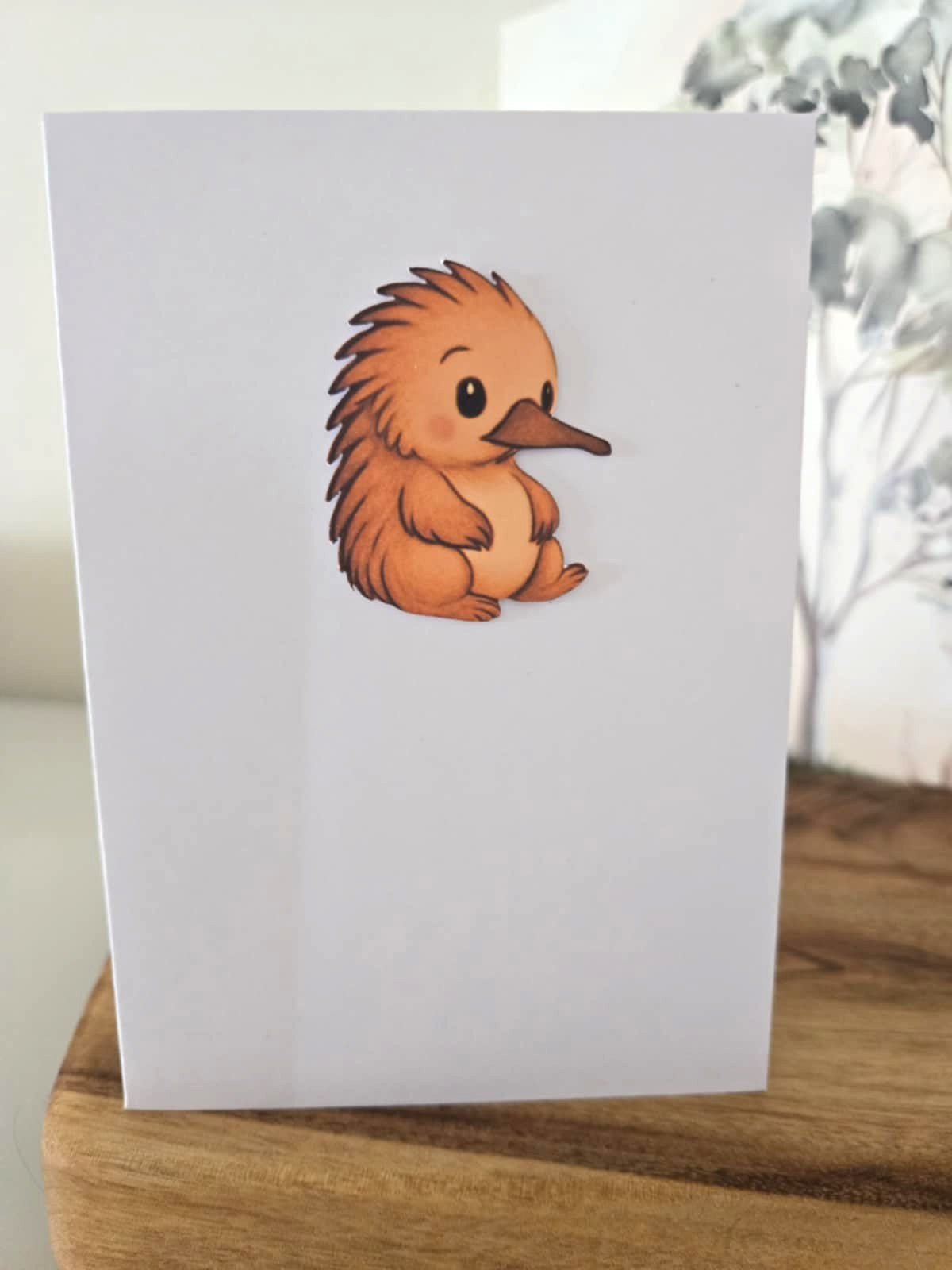 Cute Echidna Greeting Card with Matching Mini Sticker - Greeting Cards - aussie animal card - australian made - hand made