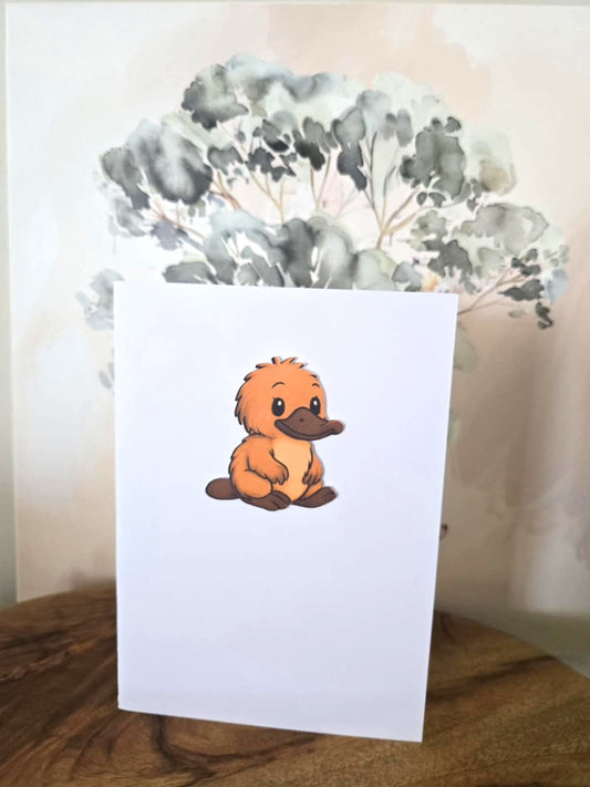 Cute Platypus Greeting Card with Matching Mini Sticker - Greeting Cards - aunt uncle gift - aussie animal - australian made