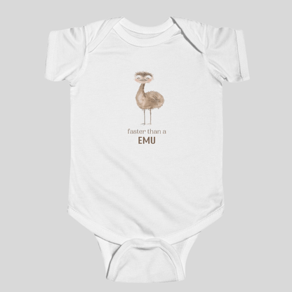 Faster than an Emu - Australian Baby Bodysuit - Kids clothes - aunt uncle gifts - aussie baby - australian baby