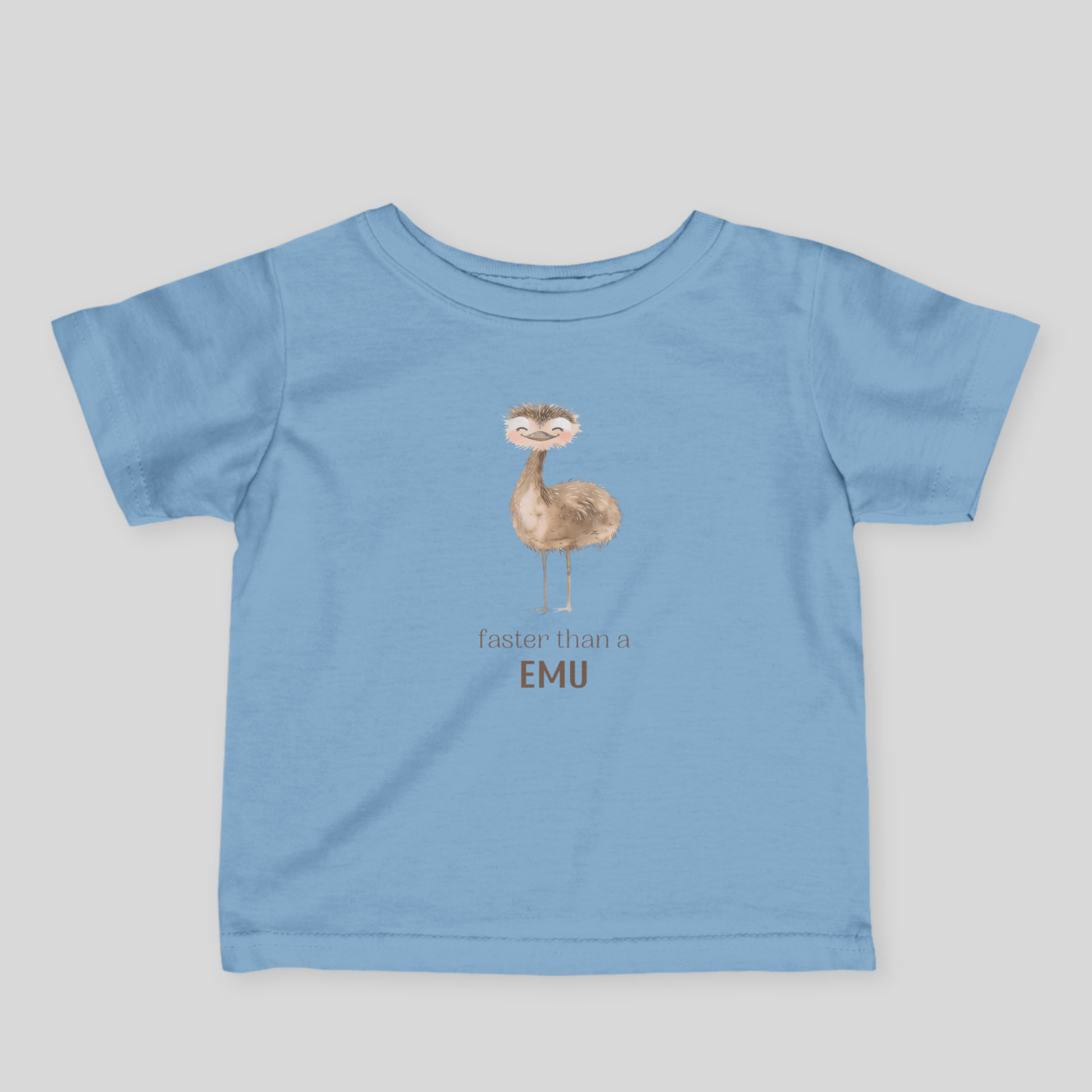 Faster than an Emu - Australian Baby T-shirt - Baby T-shirt - adorable baby - aunt uncle gifts - aussie baby