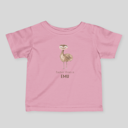 Faster than an Emu - Australian Baby T-shirt - Baby T-shirt - adorable baby - aunt uncle gifts - aussie baby
