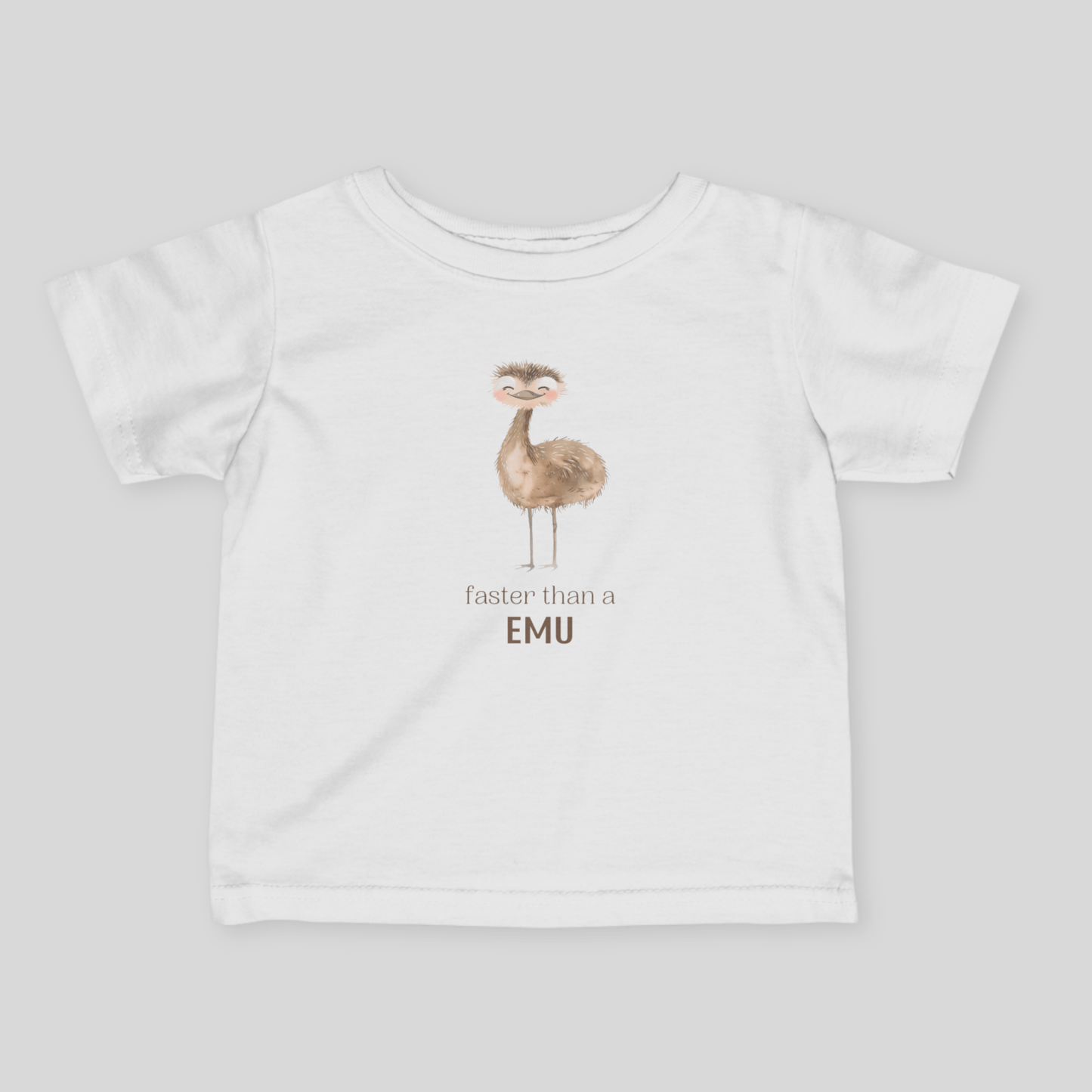 Faster than an Emu - Australian Baby T-shirt - Baby T-shirt - adorable baby - aunt uncle gifts - aussie baby