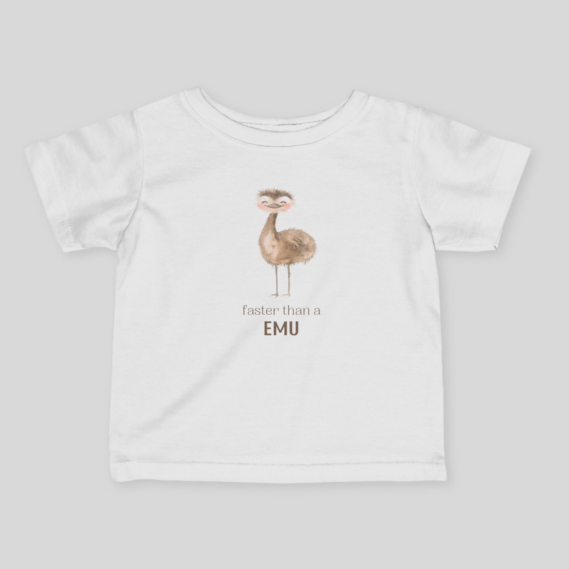 Faster than an Emu - Australian Baby T-shirt - Baby T-shirt - adorable baby - aunt uncle gifts - aussie baby