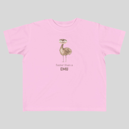 Faster than an Emu Toddler T-shirt - Kids clothes - aunt uncle gift - aussie toddler clothes - australian bird