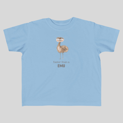 Faster than an Emu Toddler T-shirt - Kids clothes - aunt uncle gift - aussie toddler clothes - australian bird