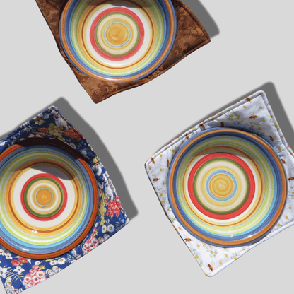 Hand Sewn Bowl Cozies - Insulated Fabric Bowl Warmers - Kitchen Accessories - adult gifts - bowl warmers