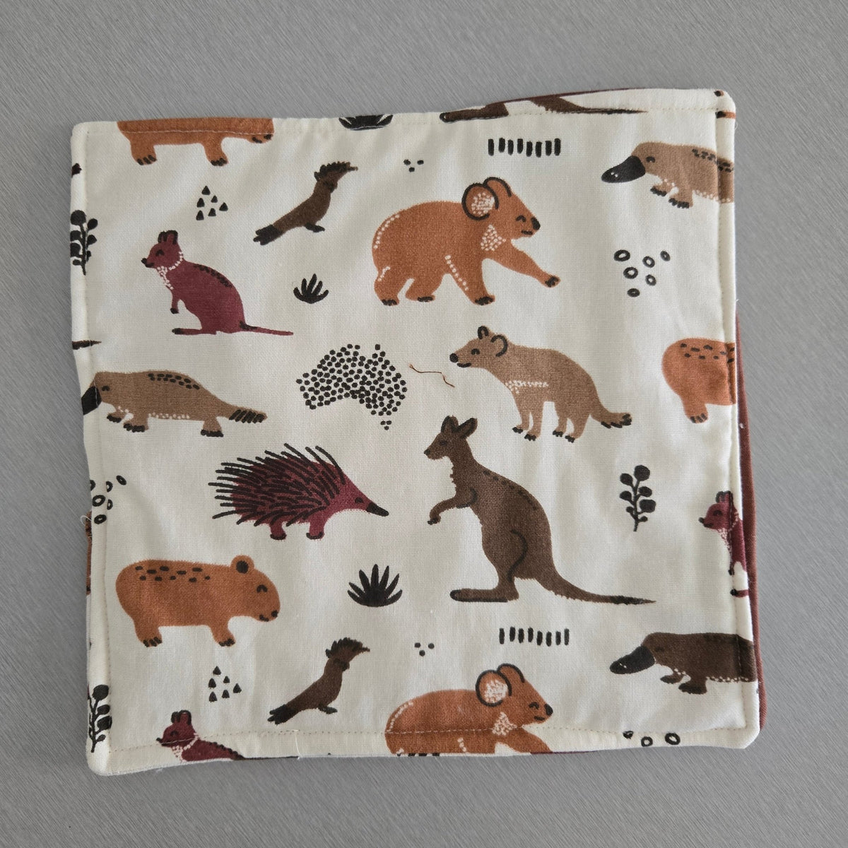 Handmade Cotton Napkin Holder – Aussie Animals & Cherries - Napkin Holder - Australian animals - camping - cherry print