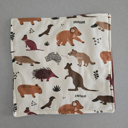 Handmade Cotton Napkin Holder – Aussie Animals & Cherries - Napkin Holder - Australian animals - camping - cherry print