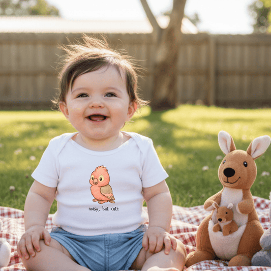 Noisy, but cute - Australian Baby Bodysuit (Lucy the Galah) - Kids clothes - aunt uncle gift - australian baby - baby